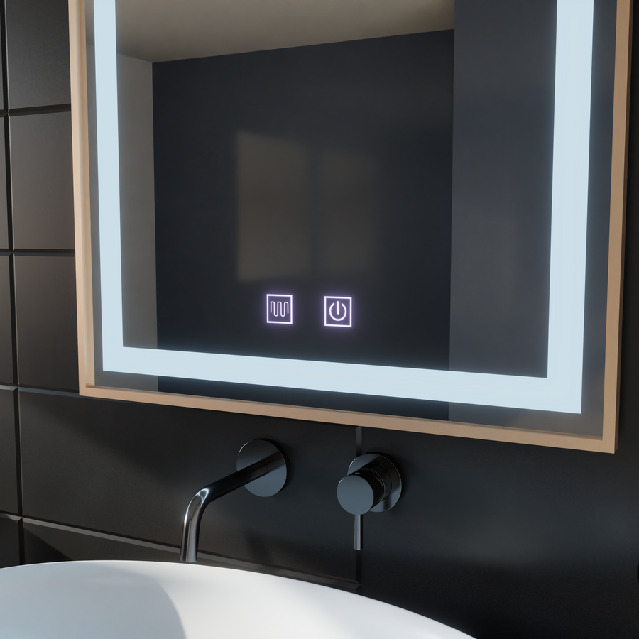 LED Touch Kariri Mirror, 60x80 cm, funkcia odmrazovania, rám s brúsenými ružami