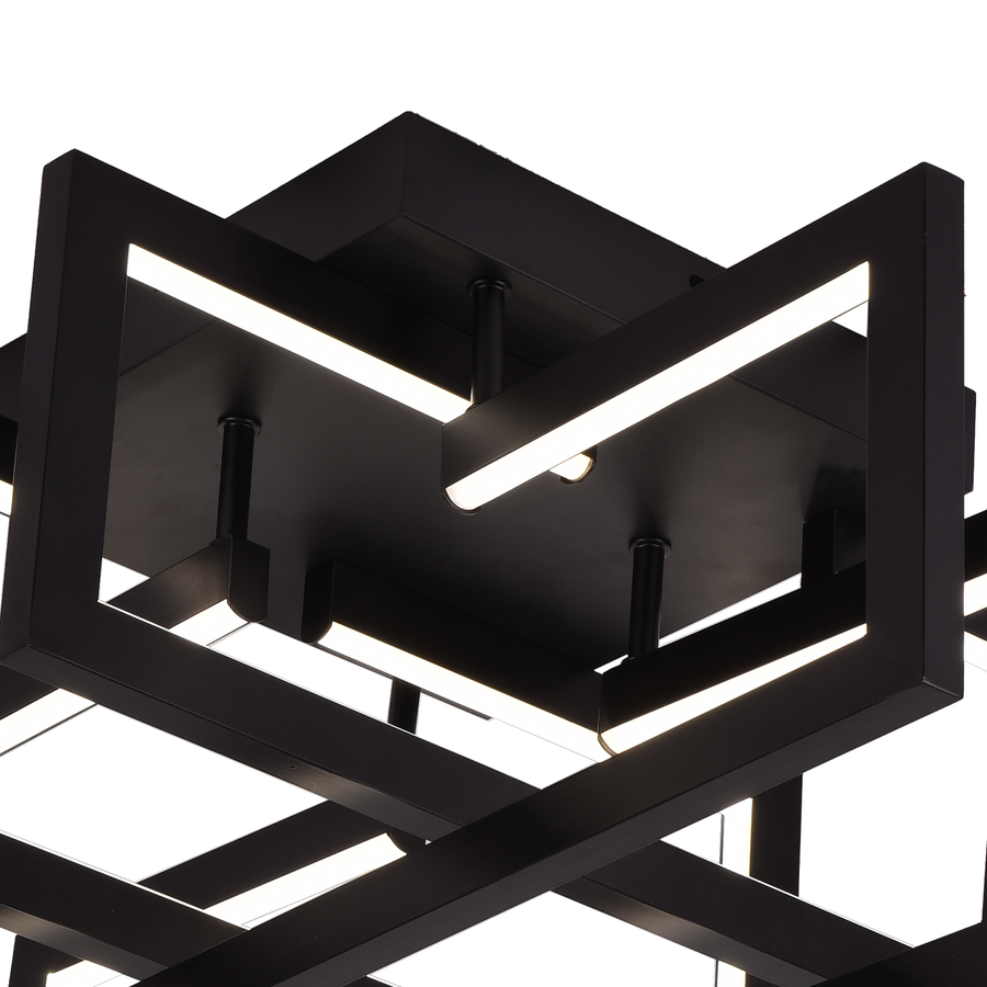 LED luster s diaľkovým ovládaním 98W, 4 Elements, Studené/Teplé/Neutrálne svetlo, Stmievateľné, Čierny