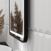 Zrkadlové LED obdĺžnikový 90x75cm hránový svetlý dotykový systém, čierny rám