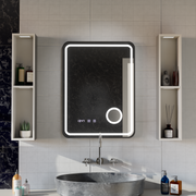 Zrkadlové LED dotyk Ulrich DeBraulation Systém, hodiny a teplota 60x80 cm Čierna ramahed kozmetika LUP