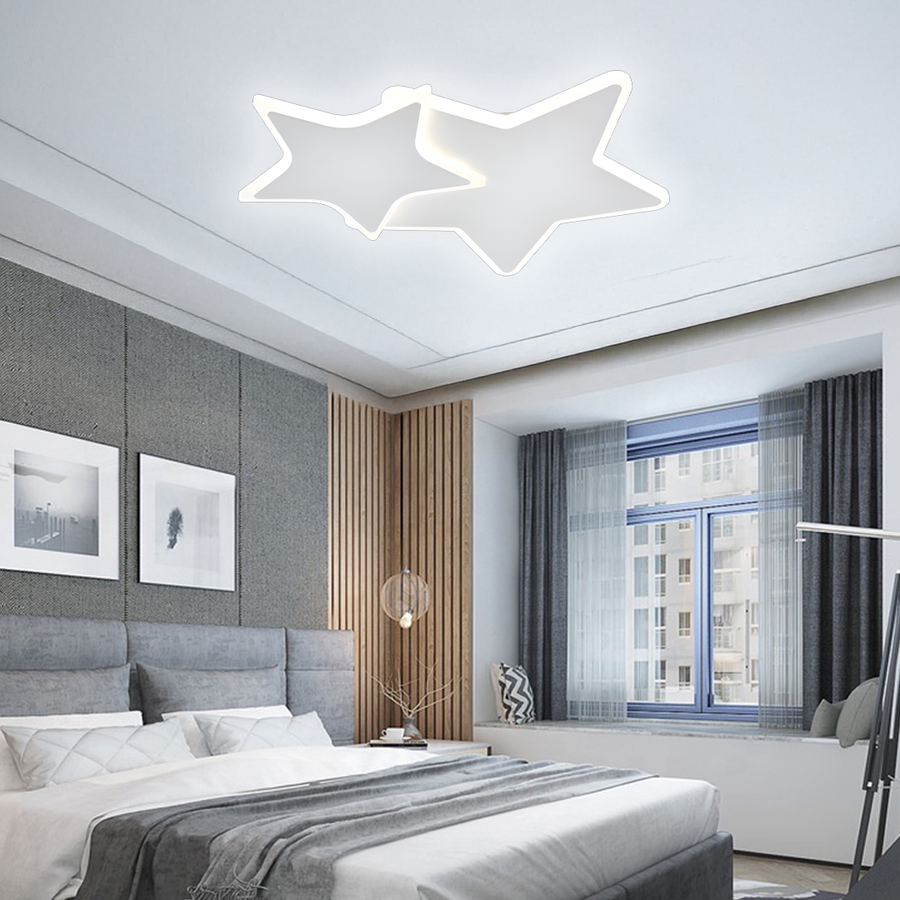 LED luster s diaľkovým ovládaním 41W, Hviezdy, Studené/Teplé/Neutrálne svetlo, Stmievateľné, Biely