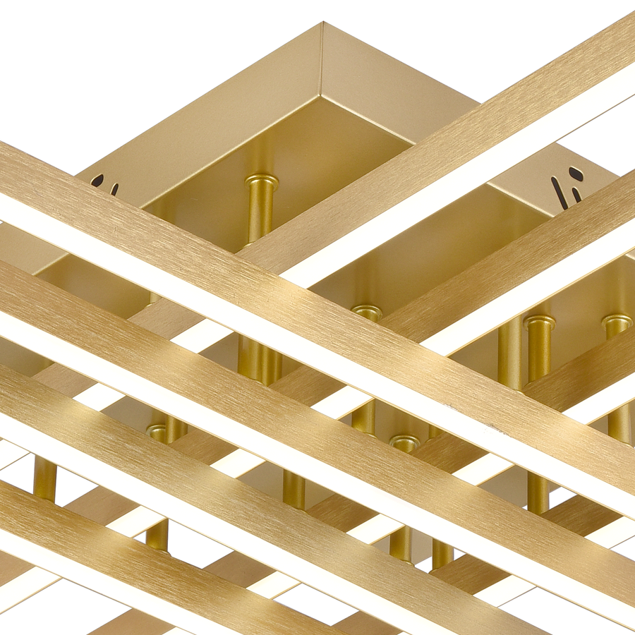 LED luster s diaľkovým ovládaním LINEX, 109W, svetlo 3000K/4000K/6000K, stmievateľný, zlatý
