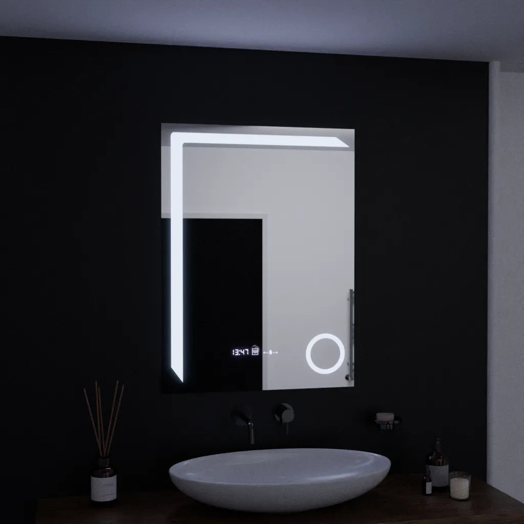 Zrkadlo LED obdĺžnikový 60x80cm Presnosť Motionglow Marcello System System Distivities a teplomer kaimimického skla