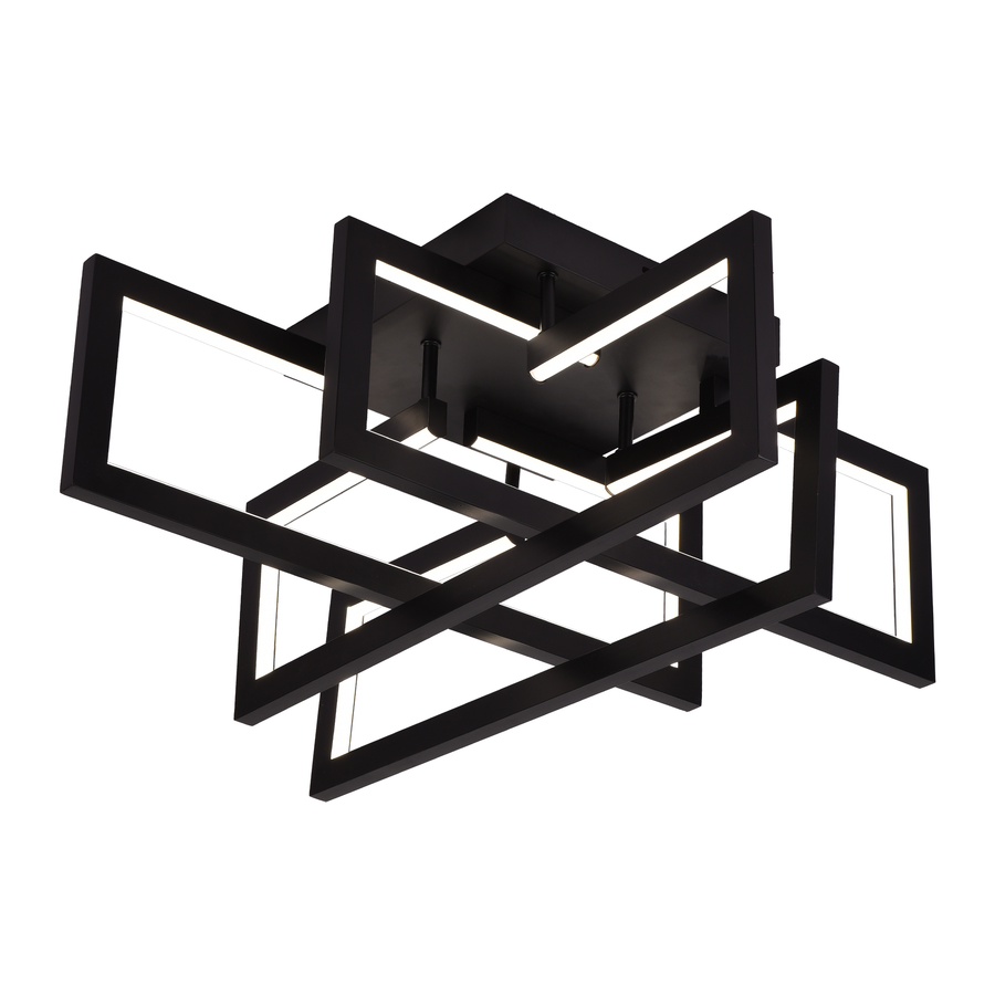 LED luster s diaľkovým ovládaním 98W, 4 Elements, Studené/Teplé/Neutrálne svetlo, Stmievateľné, Čierny