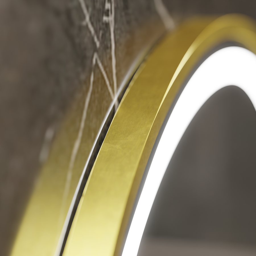 LED okrúhle zrkadlo, 80 cm, Celeste Royale Gold MotionGlow Marcello, Demister System, Hodiny & Teplomer, Stmievateľné