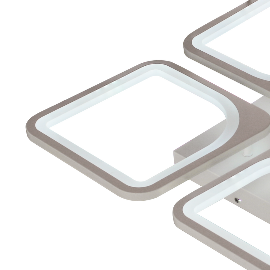 LED luster s diaľkovým ovládaním ZOE 52W, 4 štvorce, studené/teplé/neutrálne svetlo, stmievateľné, biela