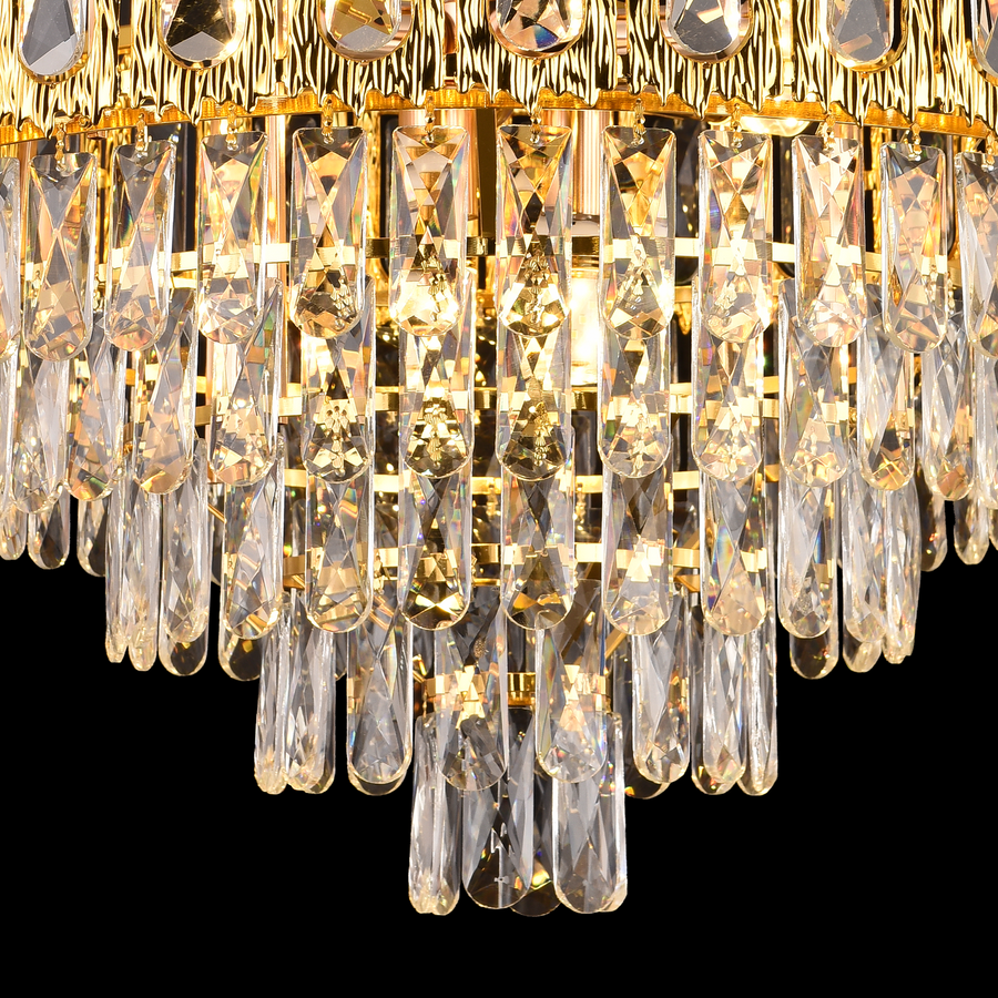 Krištáľový luster BELVEDERE Magno 8xE14, Priemer 60cm, Lesklý zlatý, Nastaviteľná výška