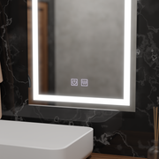 Zrkadlové LED obdĺžnikový obdĺžnik 50x70cm vo vnútri postihnutia dotykového systému