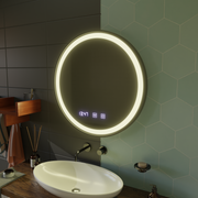 LED dotyk Otto zrkadlo odmrazuje systém, hodiny a teplotu 80 cm Čierny chlpatý rám