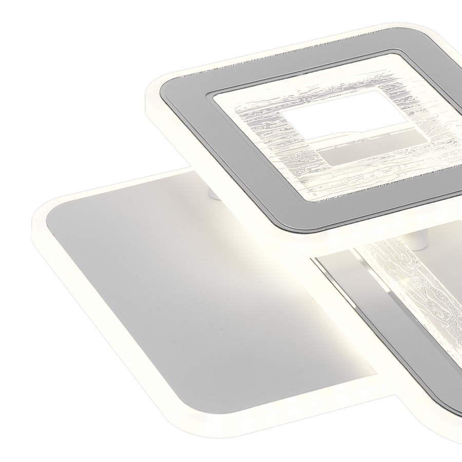 LED luster SQUARE 53W, 3 štvorce, studené/teplé/neutrálne svetlo, biely