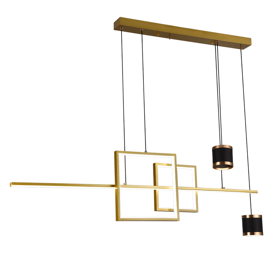 Závesný LED luster s diaľkovým ovládaním DENISSE 81W, Studené/Teplé/Neutrálne svetlo, Stmievateľné, Zlaté, Nastaviteľná výška, 2233/4GD