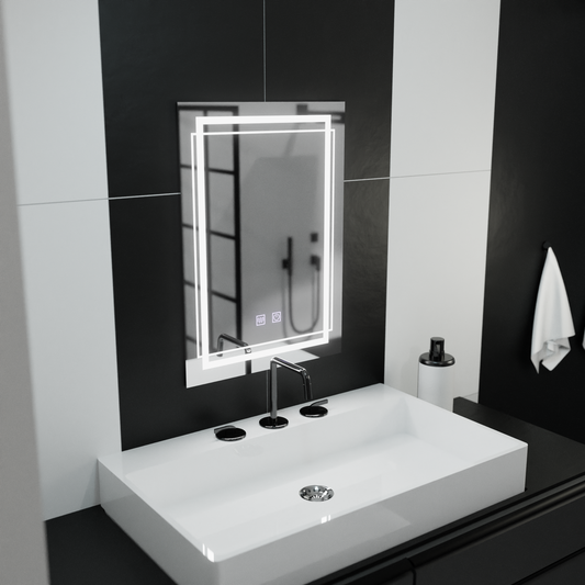 Obdĺžnikové LED zrkadlo, 60x80cm, KOVEN Touch, Demister System, Stmievateľné