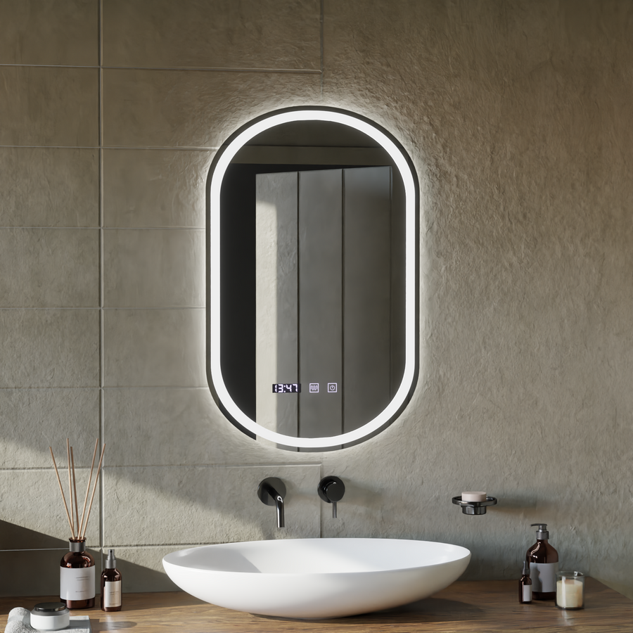 ONIRA LED Touch Mirror Odhmlievací systém, hodiny a teplota 50x80 cm