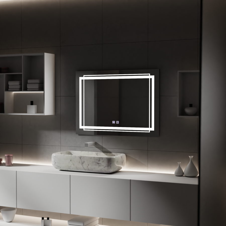 Zrkadlové LED obdĺžnikový obdĺžnik 50x70cm dotyk Koven deaktivujúci systém