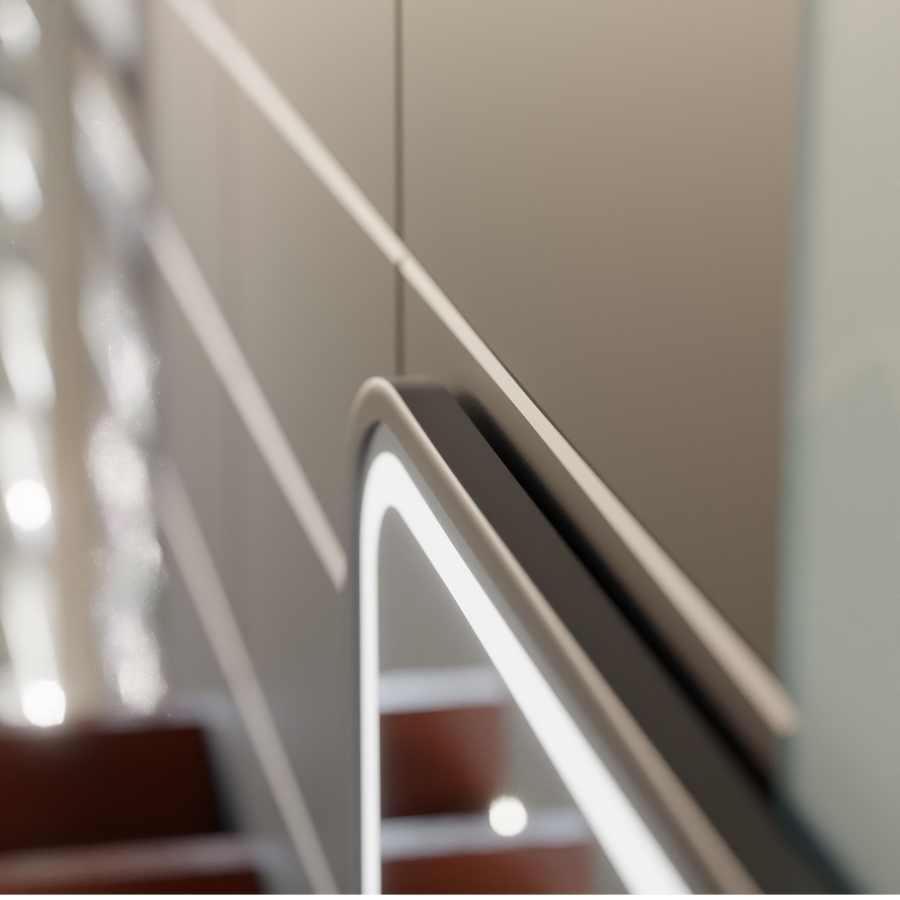 Zrkadlo LED Touch Bernd Defrosting Systém, hodiny a teplota 80x60 cm Black Brush Fund Cosmetica