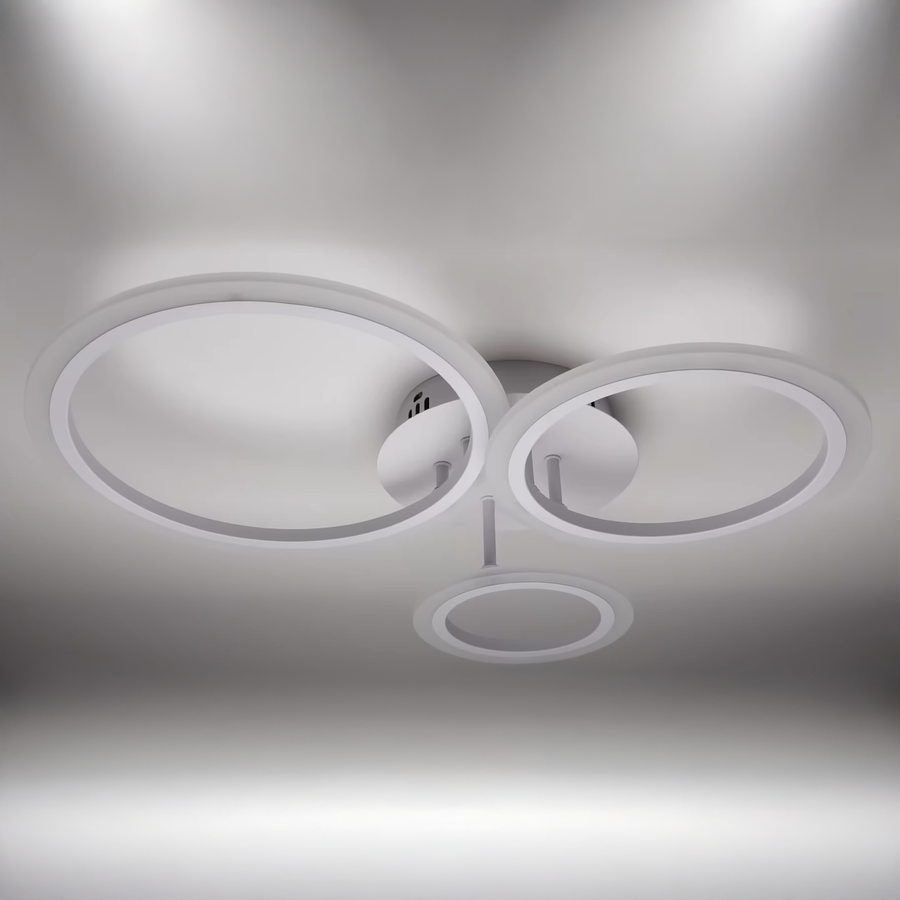 LED luster s diaľkovým ovládaním BETTY 41W, 3 kruhy, studené/teplé/neutrálne svetlo, stmievateľné, biela