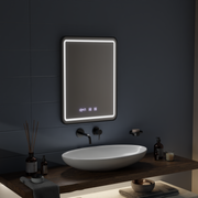 LED Touch Gerhard Mirror Defrition System, Clock and TEPELE 60x80 cm Čierny kefový rámec