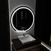Okrúhle LED zrkadlo 100 cm Celeste Motionglow Marcello Smoteble Clock Defosting System