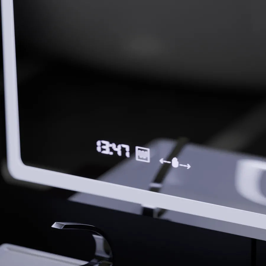 Obdĺžnikové LED zrkadlo, 60x80cm, senzor Wizz MotionGlow Marcello, systém odhmlievania, hodiny a teplomer, stmievateľné