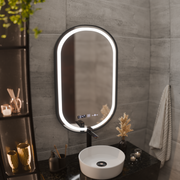 Zrkadlo LED Touch Helmut Defrition Systém, hodiny a teplota 50x80 cm Čierny kefový rámec