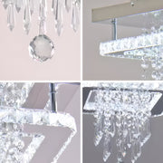 LED luster Alberico Square, 19 W, studené/horúce/neutrálne svetlo, kryštál, lesklý chróm