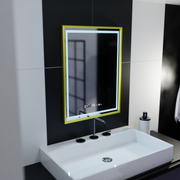 Obdĺžnikové LED zrkadlo 50x70cm Verite Royale Gold Motion Glow Marcello Smoteble Clock Defosting System