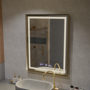 Zrkadlo LED obdĺžnikový 60x80cm Verite Royale Gold Motionglow Marcello Smoteble Clock Defosting System