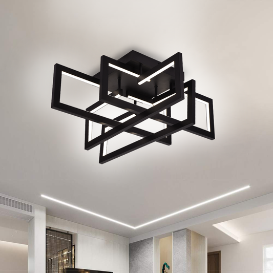 LED luster s diaľkovým ovládaním 98W, 4 Elements, Studené/Teplé/Neutrálne svetlo, Stmievateľné, Čierny