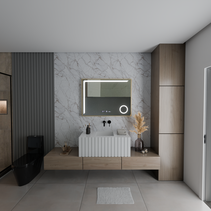 LED zrkadlový senzor MotionGlow Rosalia 80x60 cm Teplé/Studené/Neutrálne svetlo Stmievateľné Demister System Teplomer Hodiny Marcello Funghi Collection