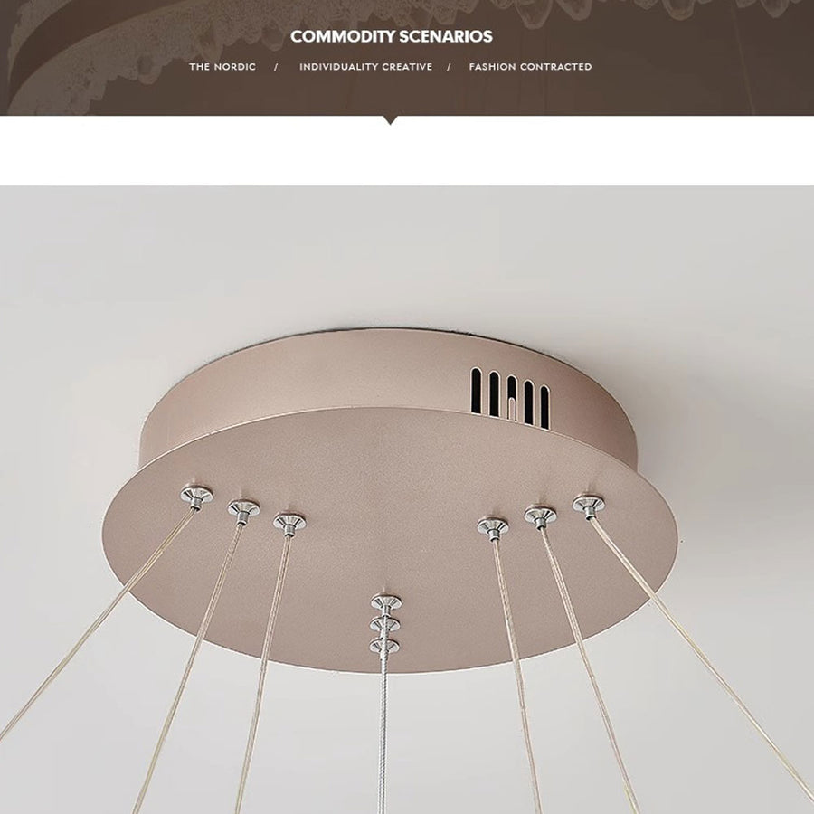 Závesný LED luster s diaľkovým ovládaním FLAVIO 126W, studené/teplé/neutrálne svetlo, stmievateľné, výškovo nastaviteľné, zlaté