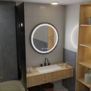 LED okrúhle zrkadlo, 80 cm, Celeste Majesté Noir MotionGlow Marcello, Demister System, Hodiny & Teplomer, Stmievateľné