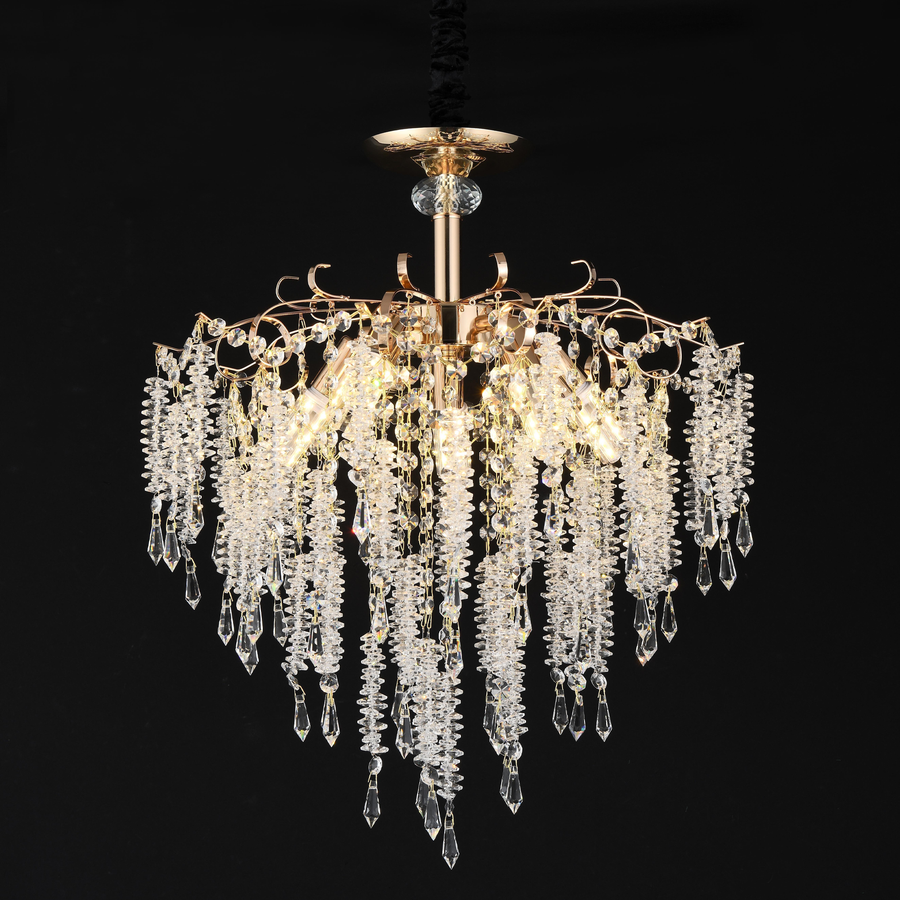 Krištáľový luster CC9323/5FGD, 5x E14, priemer 49cm, zlatý