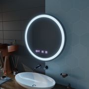 LED dotyk Otto zrkadlo odmrazuje systém, hodiny a teplotu 80 cm Čierny chlpatý rám