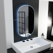 Oválne LED zrkadlo, 50x100cm, Lucia senzor Marcello, Demister System, Hodiny & Teplomer, Stmievateľné