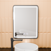 Obdĺžnikové LED zrkadlo, 50x70cm, Taglio Touch, Demister System, čierny rám