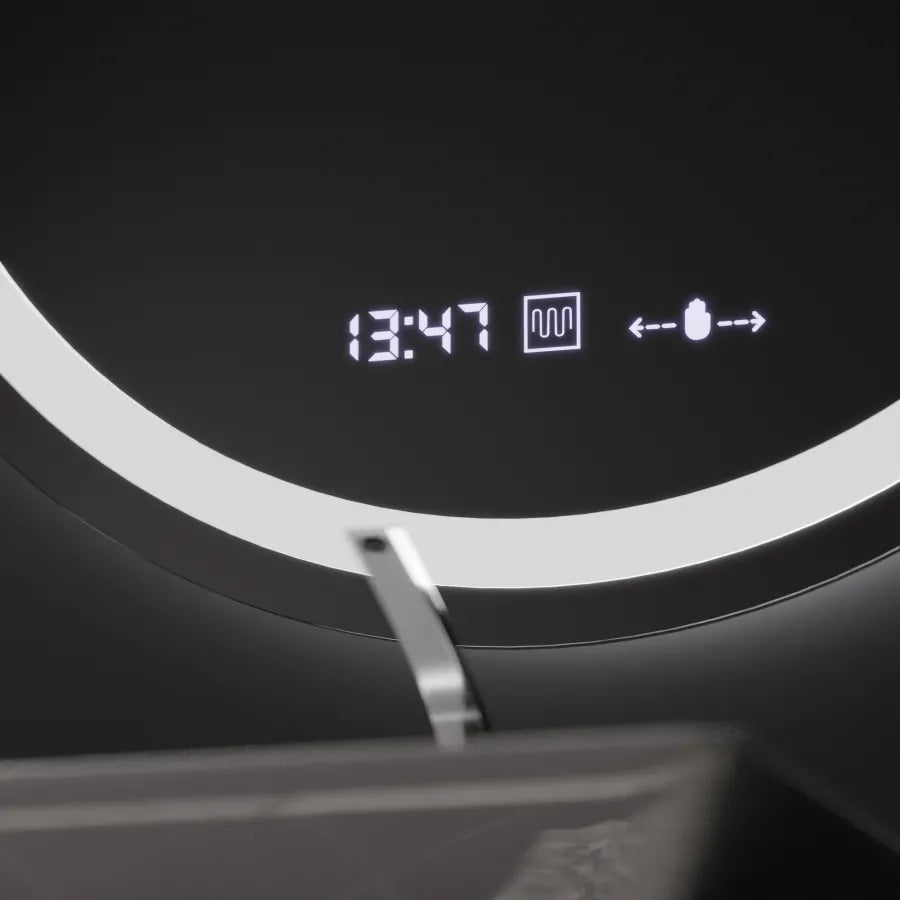 LED okrúhle zrkadlo, 80 cm, Celeste MotionGlow Marcello, Demister System, Hodiny & Teplomer, Stmievateľné