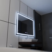 Zrkadlo LED obdĺžnikový obdĺžnik 120x80cm Vérité Motionglow Marcello, deaktivujúci systém, teplomer a hodiny, daimable
