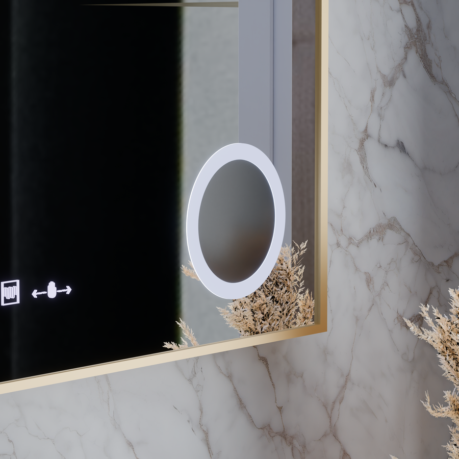 LED zrkadlový senzor MotionGlow Rosalia 80x60 cm Teplé/Studené/Neutrálne svetlo Stmievateľné Demister System Teplomer Hodiny Marcello Funghi Collection