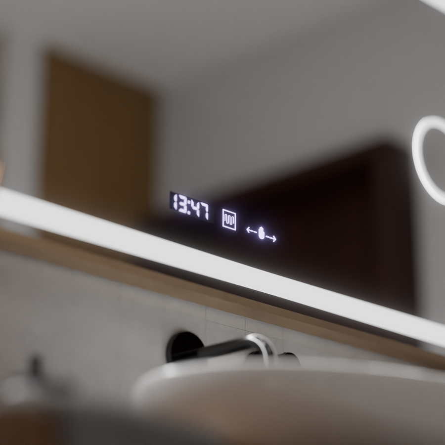 LED Motionglow Sensor Mirror Isabell s odmrazovacou funkciou rozmrazovania 120x80 cm teplé/studené/neutrálne stmievacie svetlo, ružový zlatý rámec, zbierka Marcello Fungi