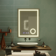 Zrkadlo LED Touch Manfred Defrition System, Clock and TEPELE 60x80 cm Kozmetické zväčšovanie