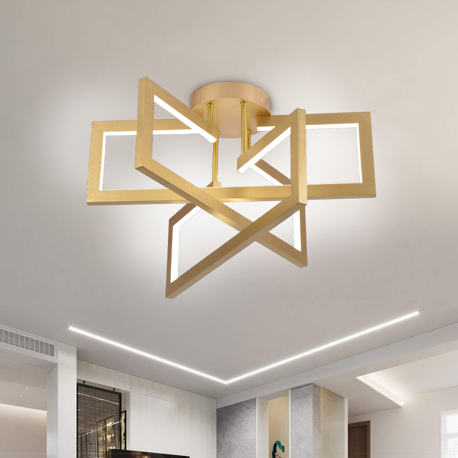 LED luster s diaľkovým ovládaním 73W, 3 prvky, studené/teplé/neutrálne svetlo, stmievateľné, zlaté
