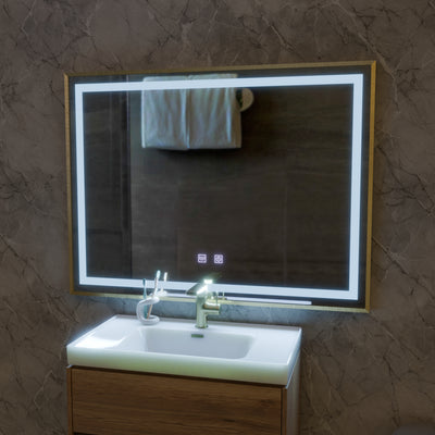 LED Touch Kariri Mirror, 80x60 cm, funkcia odmrazovania, rám s brúsenými ružami