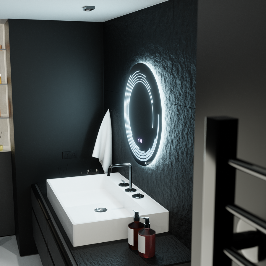 Okrúhle LED zrkadlo, 60 cm, Lira Touch, Demister System, Stmievateľné