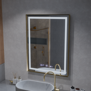 Zrkadlo LED obdĺžnikový 60x80cm Verite Royale Gold Motionglow Marcello Smoteble Clock Defosting System