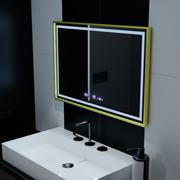 Zrkadlo LED obdĺžnik 100x65cm Verite Royale Gold Motion Glow Glow Marcello Clock Defrition System a Smoteble Therometer