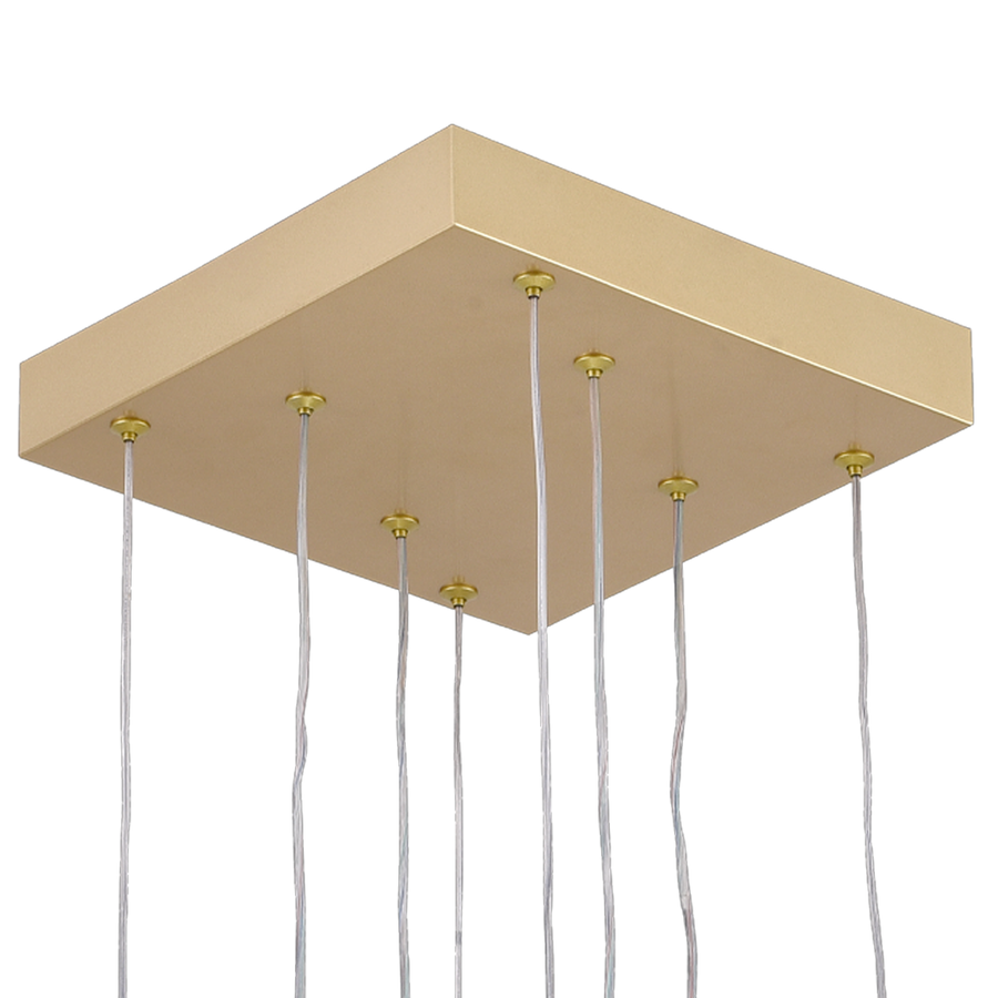 LED luster s diaľkovým ovládaním, Závesný 98W, 4 prvky, Studené/Teplé/Neutrálne svetlo, Stmievateľné, Nastaviteľná výška, Zlatá