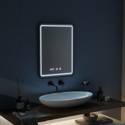 LED Touch Gerhard Mirror Defrition System, Clock and TEPELE 60x80 cm Čierny kefový rámec