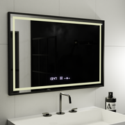Zrkadlo LED obdĺžnik 100x80cm Verite Majets Noir Motionglow Marcello Demontantle Clock Deframent a Smoble Tepometer