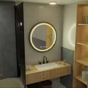 LED okrúhle zrkadlo, 80 cm, Celeste Majesté Noir MotionGlow Marcello, Demister System, Hodiny & Teplomer, Stmievateľné