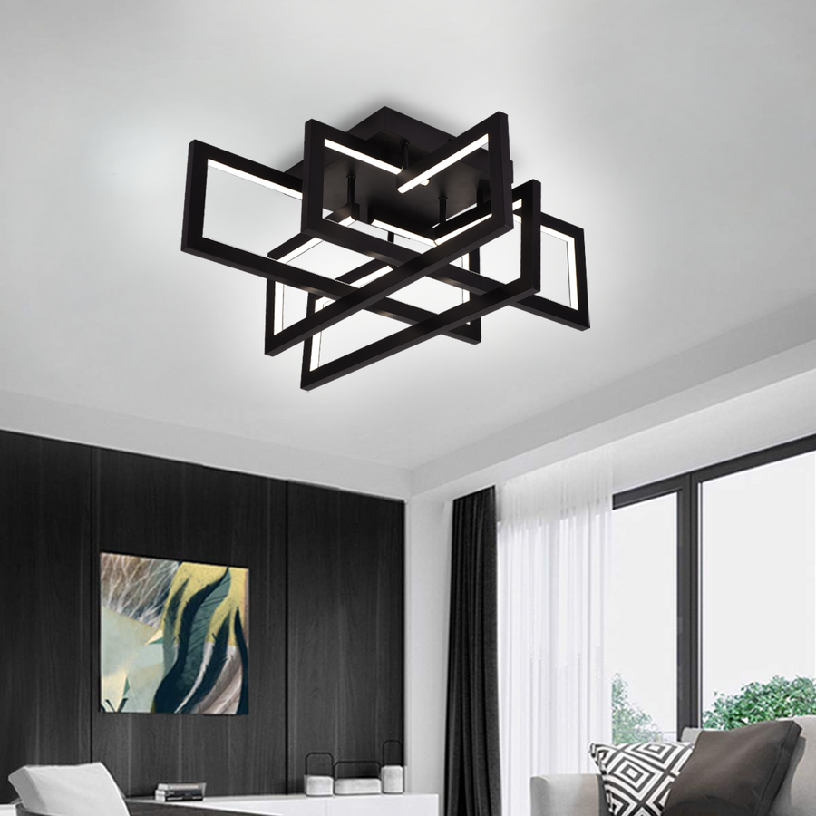 LED luster s diaľkovým ovládaním 98W, 4 Elements, Studené/Teplé/Neutrálne svetlo, Stmievateľné, Čierny